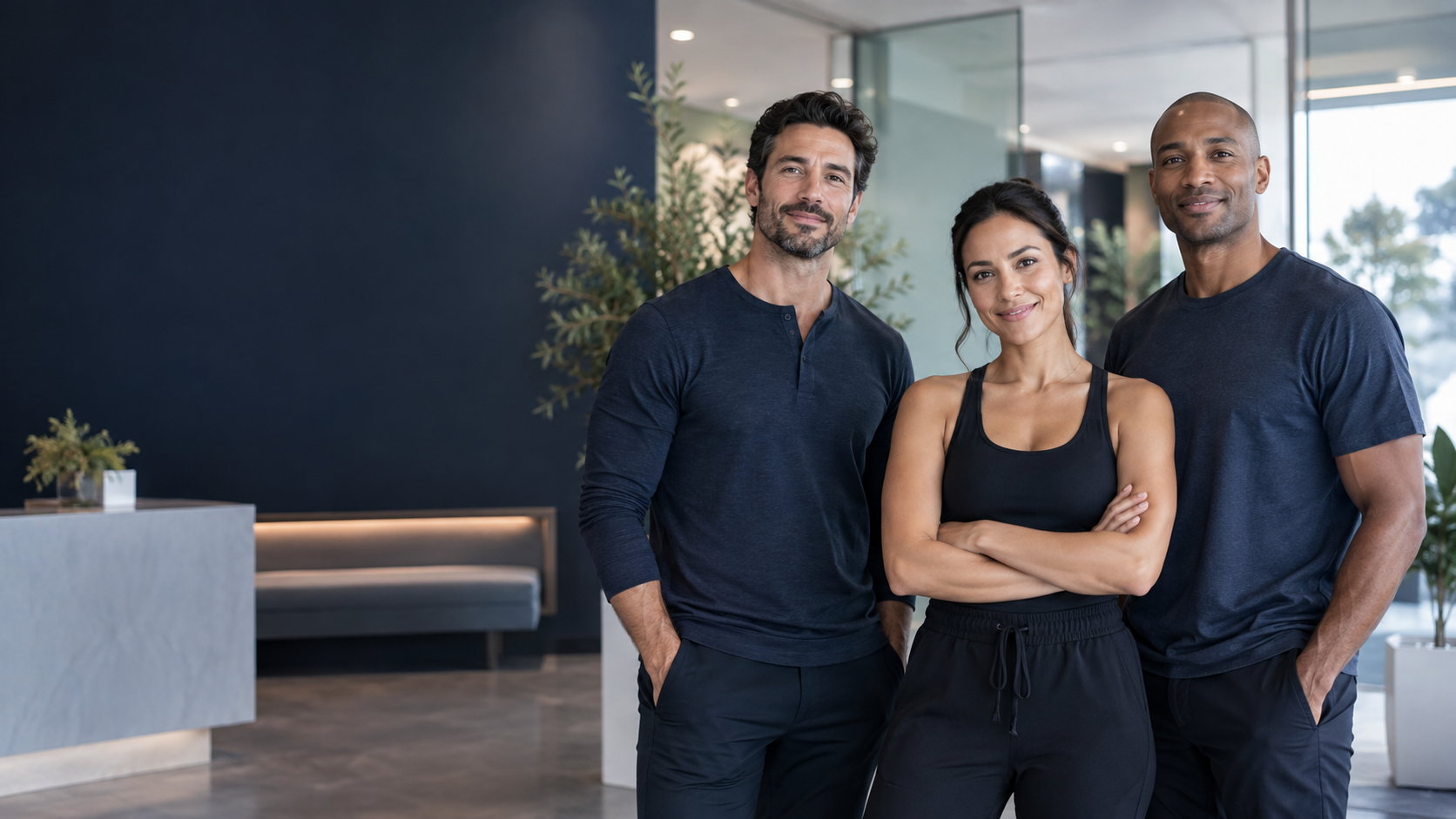 Healthy adults in a modern wellness clinic